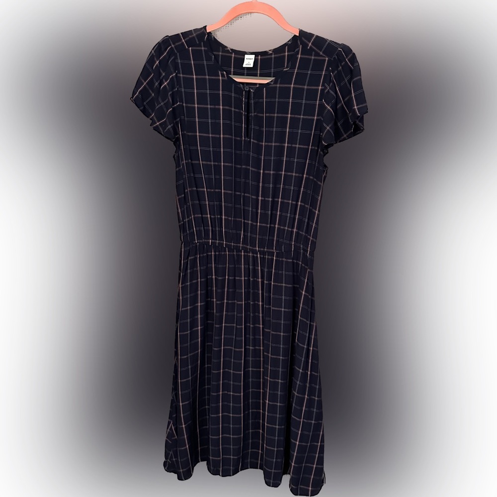 Old Navy Blue Check Dress 📚🔎✨Dark Academia Vibes!